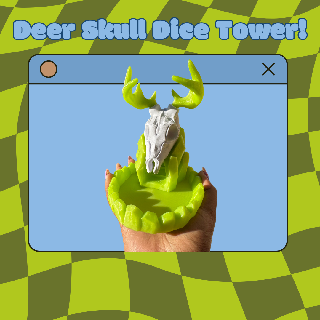 Deer Skull Dice Tower Neon Green 🦌