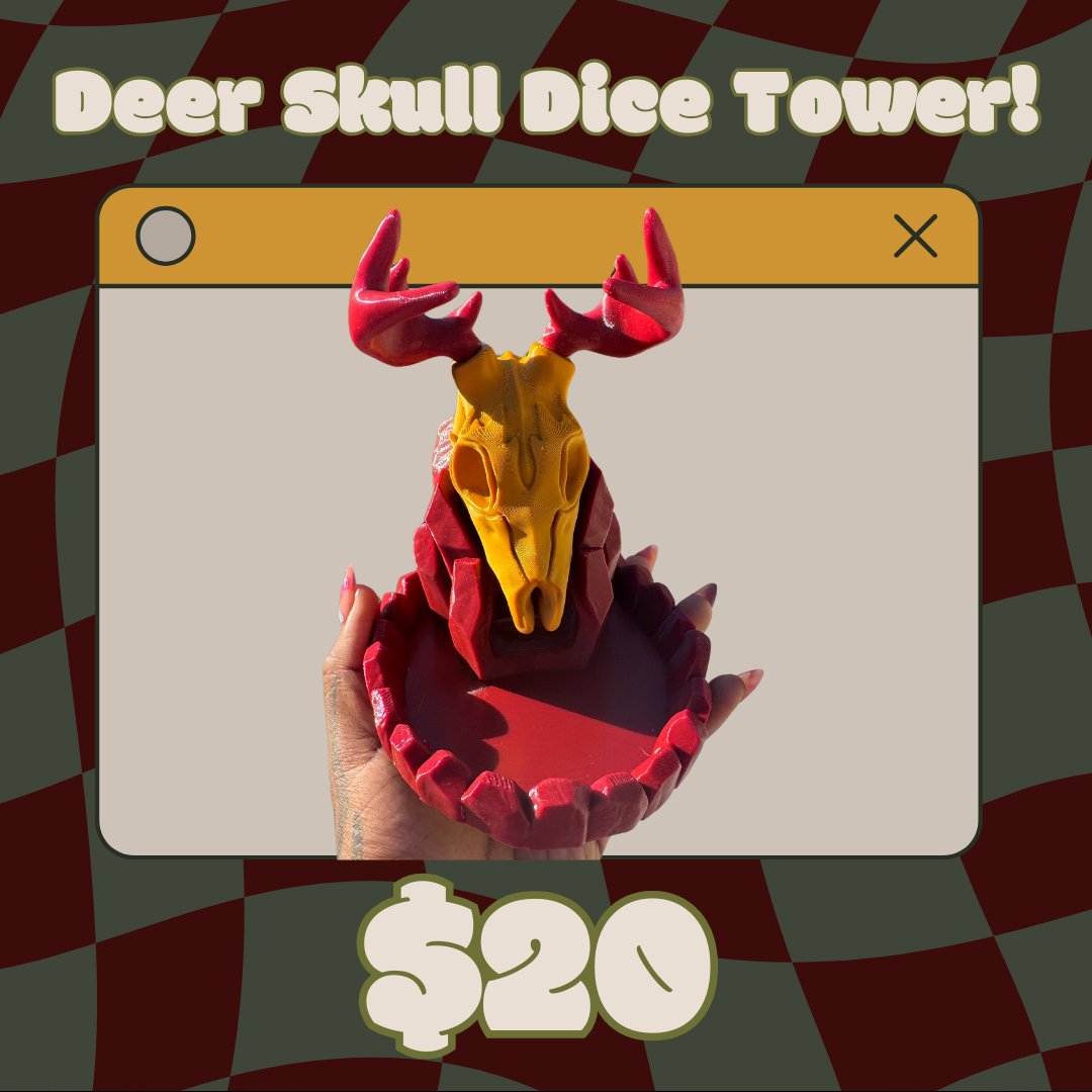 Deer Skull Dice Tower Red & Gold