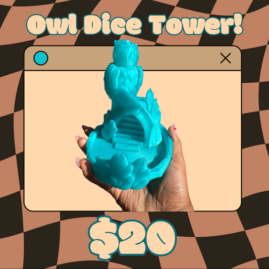 Owl Dice Tower Berry Blue