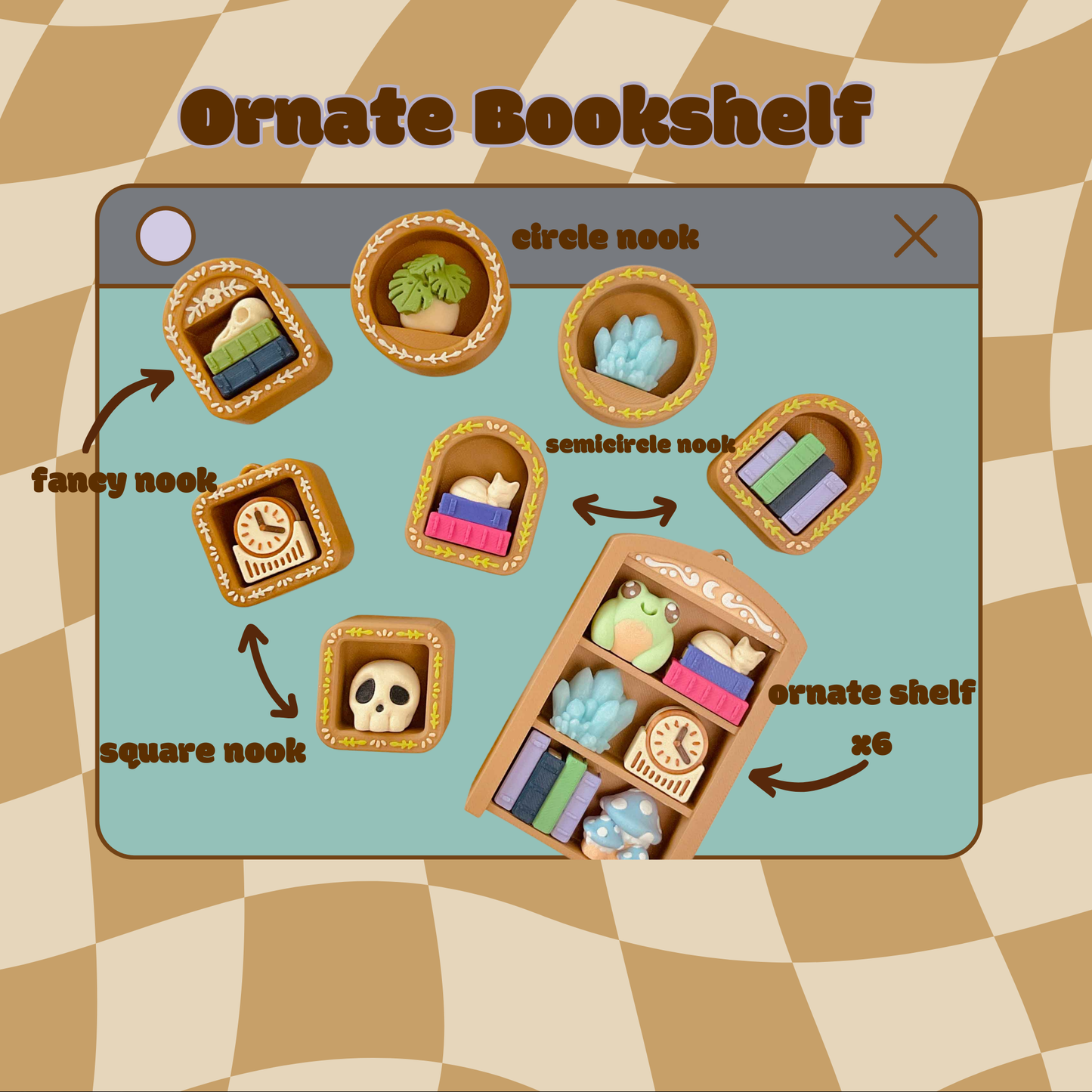 Ornate Bookshelf Fidget Clicker